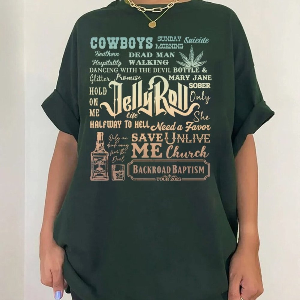 T4 Backroad Baptism Jelly Graphic Shirt, Jellyrol Concert Shirt Jelly Vintage Sh